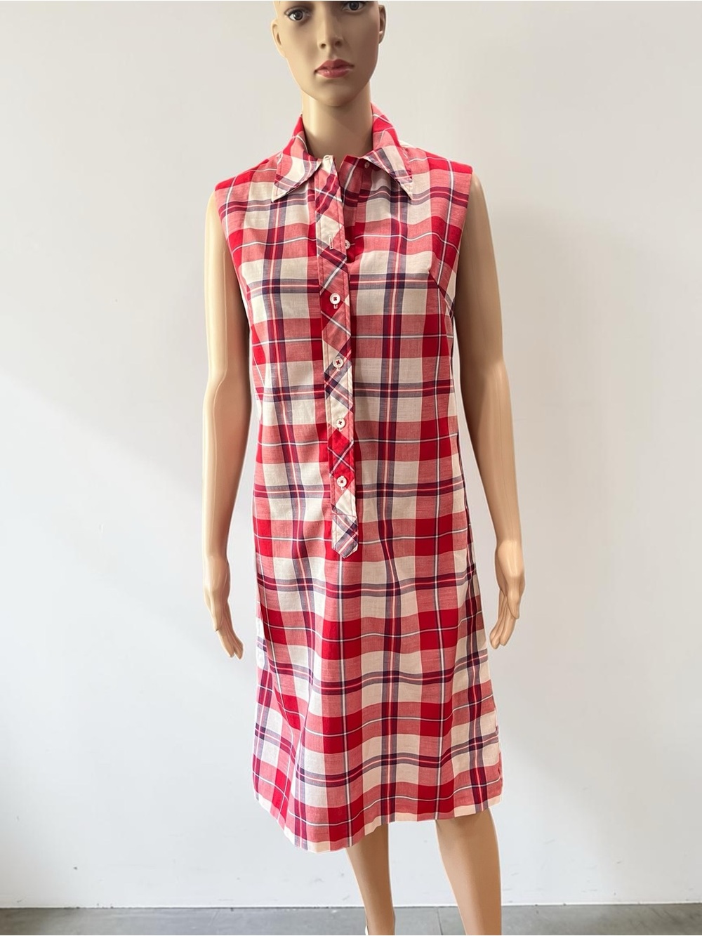 Shift style mod day dress vintage sleeveless picnic -1960’s size 8